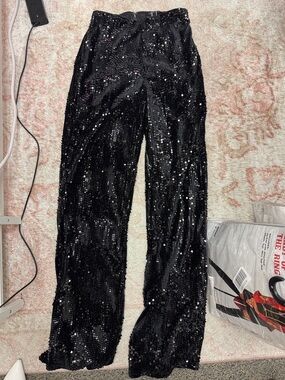 Forever 21 Black Sequin Wide-Leg Pants
